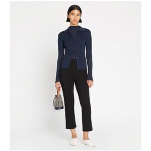 Tory Burch Sport Women’s Black Subtle Kick Flare Stretch Knit Mid Rise Cropped L